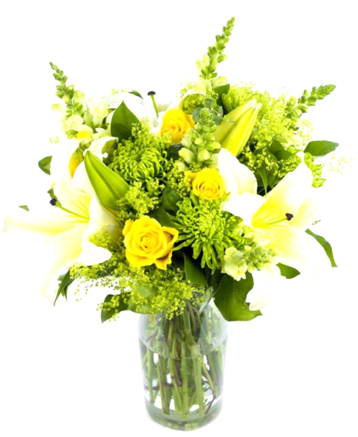 Mother's Day Arrangement Lime Greens Yellows Creams