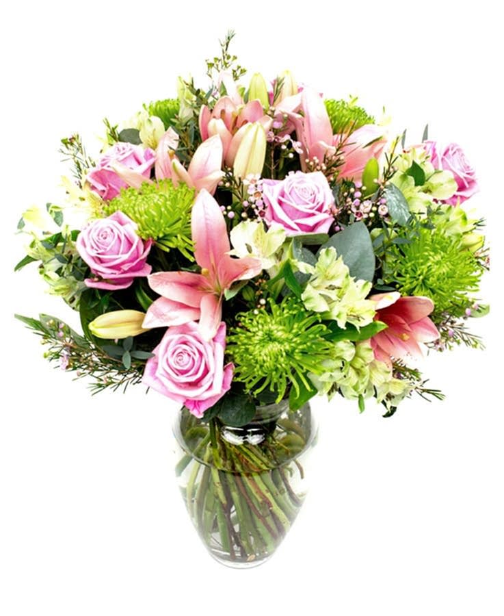 Mothers Day Flowers Pinks Lime Greens